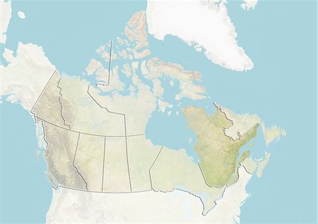 Canada and the Province of Quebec, Relief Map Foto de stock - Con derechos protegidos, Código: 872-06055113