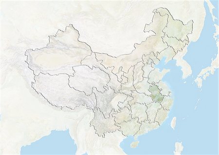 simsearch:872-06160552,k - La Chine et la Province d'Anhui, carte en Relief Photographie de stock - Rights-Managed, Code: 872-06055125