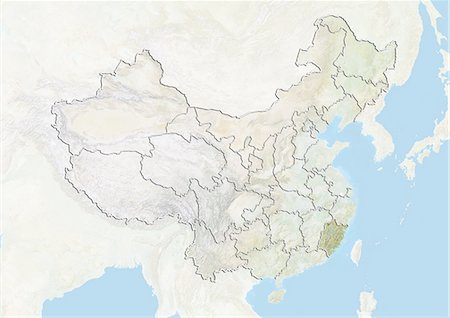 simsearch:872-06055141,k - China und der Provinz Fujian, Reliefkarte Stockbilder - Lizenzpflichtiges, Bildnummer: 872-06055129