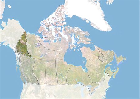 simsearch:872-06160538,k - Canada and the Territory of Yukon, Satellite Image With Bump Effect Stock Photo - Rights-Managed, Code: 872-06055120