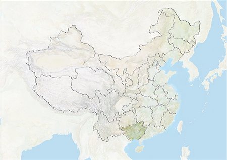 simsearch:872-06160552,k - La Chine et la région autonome de Guangxi Zhuang, carte en Relief Photographie de stock - Rights-Managed, Code: 872-06055135