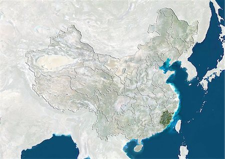 simsearch:872-06055141,k - China und der Provinz Fujian, True-Color-Satellitenbild Stockbilder - Lizenzpflichtiges, Bildnummer: 872-06055130