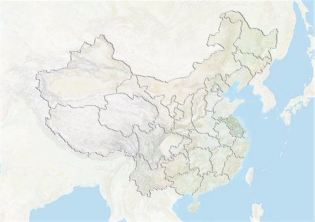 province china - China and the Province of Jiangsu, Relief Map Stock Photo - Rights-Managed, Code: 872-06055153