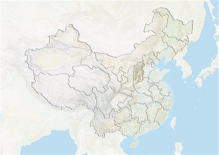 simsearch:872-06160587,k - China and the Province of Shanxi, Relief Map Stock Photo - Rights-Managed, Code: 872-06055169