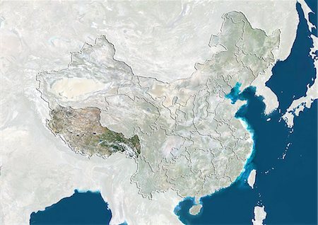 simsearch:872-06054222,k - La Chine et la région du Tibet, True Image Satellite en couleurs Photographie de stock - Rights-Managed, Code: 872-06055174
