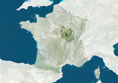dijon - France et la région de Bourgogne, True Image Satellite en couleurs Photographie de stock - Rights-Managed, Code: 872-06055198