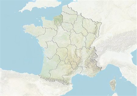 seine maritime - France and the Region of Upper Normandy, Relief Map Stock Photo - Rights-Managed, Code: 872-06055214