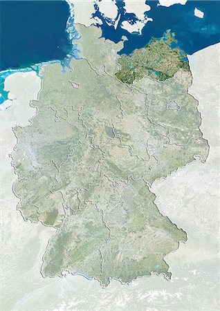 simsearch:872-06055272,k - L'Allemagne et l'état du Mecklembourg-Poméranie occidentale, True Image Satellite en couleurs Photographie de stock - Rights-Managed, Code: 872-06055266
