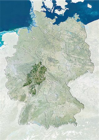 Germany and the State of Hesse, True Colour Satellite Image Foto de stock - Direito Controlado, Número: 872-06055262