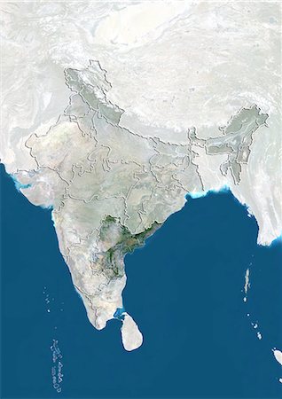 simsearch:872-06055335,k - India and the State of Andhra Pradesh, True Colour Satellite Image Foto de stock - Con derechos protegidos, Código: 872-06055284