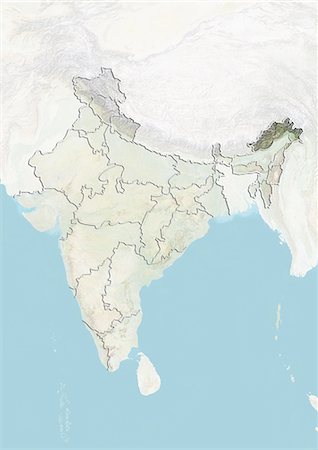 simsearch:872-06054141,k - L'Inde et l'état de l'Arunachal Pradesh, carte en Relief Photographie de stock - Rights-Managed, Code: 872-06055285