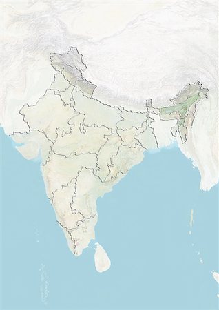 India and the State of Assam, Relief Map Foto de stock - Con derechos protegidos, Código: 872-06055288