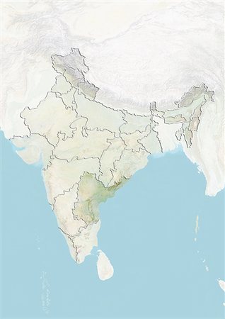 simsearch:872-06055335,k - India and the State of Andhra Pradesh, Relief Map Foto de stock - Con derechos protegidos, Código: 872-06055283