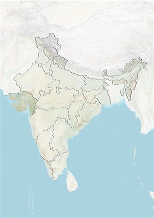 simsearch:872-06055335,k - India and the State of Gujarat, Relief Map Fotografie stock - Rights-Managed, Codice: 872-06055294