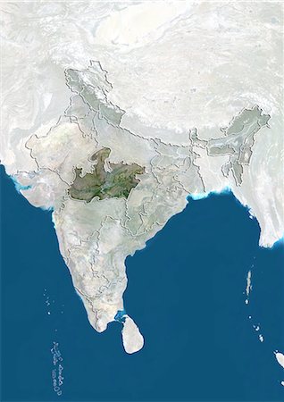 India and the State of Madhya Pradesh, True Colour Satellite Image Stock Photo - Rights-Managed, Code: 872-06055309