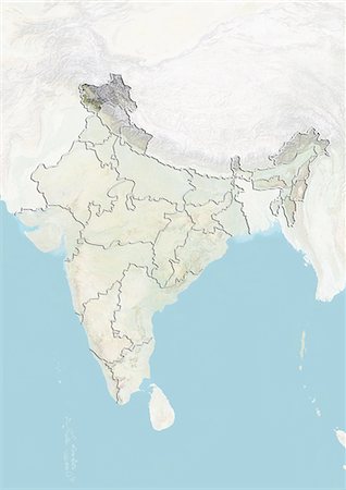 simsearch:872-06054141,k - L'Inde et l'état de Jammu et Cachemire, carte en Relief Photographie de stock - Rights-Managed, Code: 872-06055300