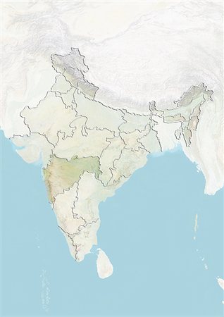 simsearch:872-06055335,k - India and the State of Maharashtra, Relief Map Foto de stock - Con derechos protegidos, Código: 872-06055310