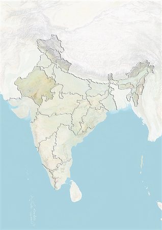 simsearch:872-06055335,k - India and the State of Rajasthan, Relief Map Fotografie stock - Rights-Managed, Codice: 872-06055324