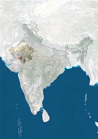 simsearch:872-06055335,k - India and the State of Rajasthan, True Colour Satellite Image Foto de stock - Con derechos protegidos, Código: 872-06055325