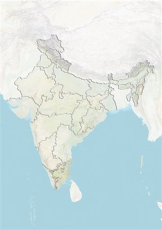 simsearch:872-06055335,k - India and the State of Tamil Nadu, Relief Map Foto de stock - Con derechos protegidos, Código: 872-06055328