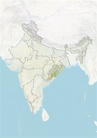 simsearch:872-06054593,k - L'Inde et l'état d'Orissa, carte en Relief Photographie de stock - Rights-Managed, Code: 872-06055320