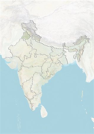 simsearch:872-06055335,k - India and the State of Punjab, Relief Map Fotografie stock - Rights-Managed, Codice: 872-06055322