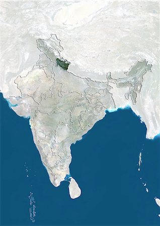 simsearch:872-06055335,k - India and the State of Uttarakhand, True Colour Satellite Image Foto de stock - Con derechos protegidos, Código: 872-06055333