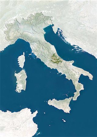 Italy and the Region of Abruzzo, True Colour Satellite Image Foto de stock - Con derechos protegidos, Código: 872-06055340