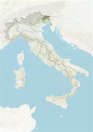 simsearch:872-06160786,k - Italy and the Region of Friuli-Venezia Giulia, Relief Map Foto de stock - Con derechos protegidos, Código: 872-06055359