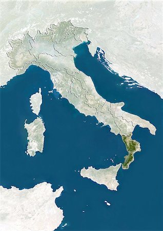 simsearch:872-06055384,k - Italy and the Region of Calabria, True Colour Satellite Image Stock Photo - Rights-Managed, Code: 872-06055352