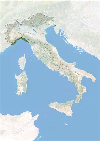 simsearch:872-06160817,k - L'Italie et la région de Ligurie, Image Satellite avec effet de relief Photographie de stock - Rights-Managed, Code: 872-06055366