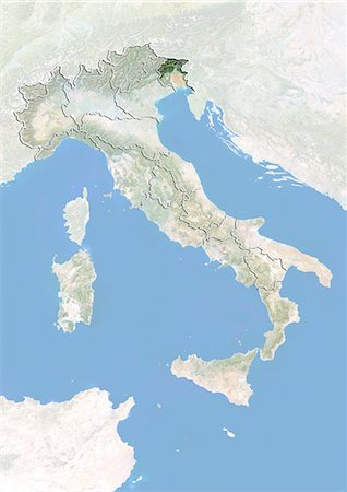 simsearch:872-06055384,k - Italy and the Region of Friuli-Venezia Giulia, Satellite Image With Bump Effect Stock Photo - Rights-Managed, Code: 872-06055360