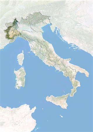 simsearch:872-06160774,k - L'Italie et la région du Piémont, Image Satellite avec effet de relief Photographie de stock - Rights-Managed, Code: 872-06055375