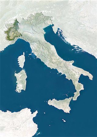 simsearch:872-06160774,k - L'Italie et la région du Piémont, True Image Satellite en couleurs Photographie de stock - Rights-Managed, Code: 872-06055376
