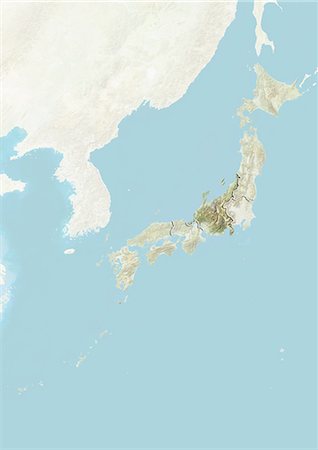 Au Japon et dans la région du Chubu, carte en Relief Photographie de stock - Rights-Managed, Code: 872-06055395