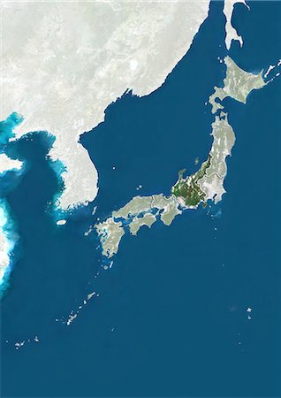 Japan and the Region of Chubu, True Colour Satellite Image Stock Photo - Rights-Managed, Code: 872-06055397