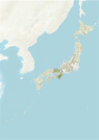 simsearch:872-06160839,k - Japan and the Region of Kansai, Relief Map Fotografie stock - Rights-Managed, Codice: 872-06055404