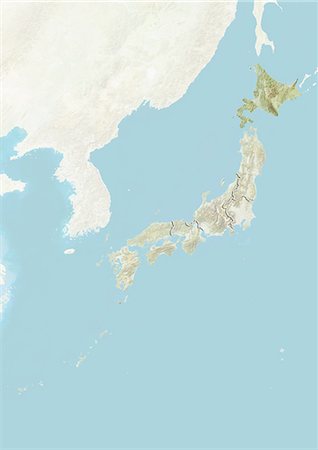 Japan and the Region of Hokkaido, Relief Map Stock Photo - Rights-Managed, Code: 872-06055401