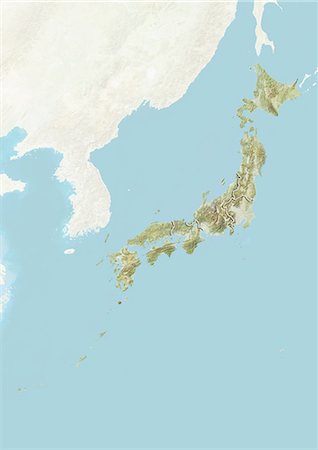 simsearch:872-06054233,k - Japan, Relief Map With Boundaries of Regions Foto de stock - Con derechos protegidos, Código: 872-06055419