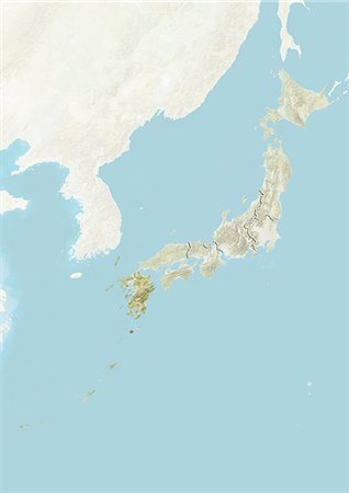simsearch:872-06054232,k - Au Japon et dans la région de Kyushu, carte en Relief Photographie de stock - Rights-Managed, Code: 872-06055410