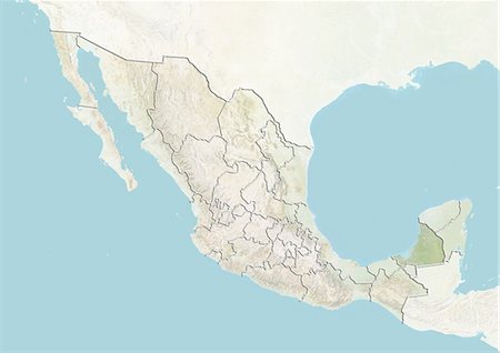 simsearch:872-06055444,k - Mexico and the State of Campeche, Relief Map Foto de stock - Con derechos protegidos, Código: 872-06055428