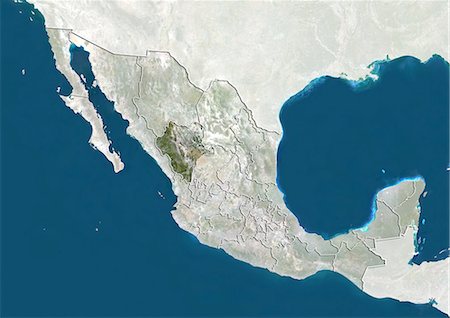 durango - Le Mexique et l'état de Durango, True Image Satellite en couleurs Photographie de stock - Rights-Managed, Code: 872-06055437