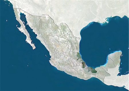 simsearch:872-06055491,k - Le Mexique et l'état de Veracruz, True Image Satellite en couleurs Photographie de stock - Rights-Managed, Code: 872-06055473