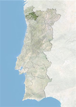 simsearch:872-06160873,k - Portugal and the District of Braga, Satellite Image With Bump Effect Stock Photo - Rights-Managed, Code: 872-06055499