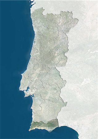 simsearch:872-06160873,k - Portugal and the District of Faro, True Colour Satellite Image Stock Photo - Rights-Managed, Code: 872-06055515