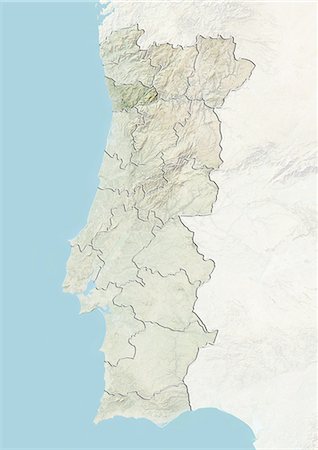 simsearch:872-06160873,k - Portugal and the District of Porto, Relief Map Stock Photo - Rights-Managed, Code: 872-06055528