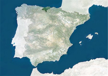 simsearch:872-06160895,k - Espagne et la région de Cantabrie, True Image Satellite en couleurs Photographie de stock - Rights-Managed, Code: 872-06055563