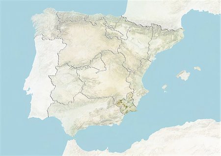 simsearch:872-06160897,k - Spain and the Region of Murcia, Relief Map Stock Photo - Rights-Managed, Code: 872-06055588