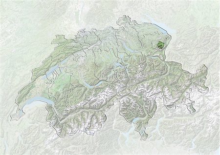 simsearch:872-06055661,k - La Suisse et le Canton d'Appenzell Rhodes-intérieures, Image Satellite avec effet de relief Photographie de stock - Rights-Managed, Code: 872-06055604