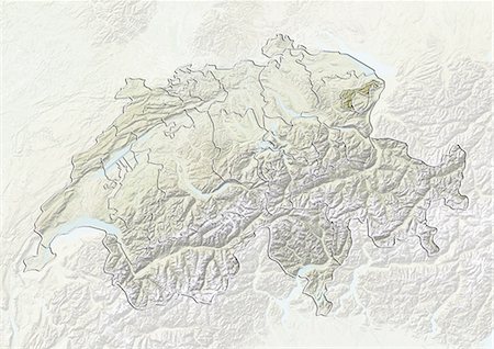 switzerland relief map - Switzerland and the Canton of Appenzell Ausserrhoden, Relief Map Stock Photo - Rights-Managed, Code: 872-06055600